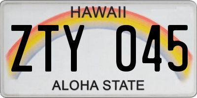 HI license plate ZTY045