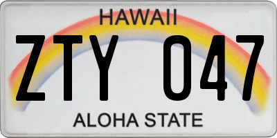 HI license plate ZTY047