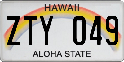 HI license plate ZTY049