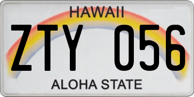 HI license plate ZTY056