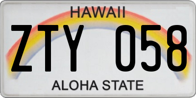 HI license plate ZTY058