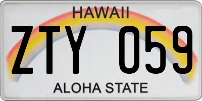 HI license plate ZTY059