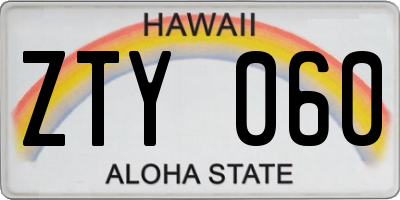 HI license plate ZTY060