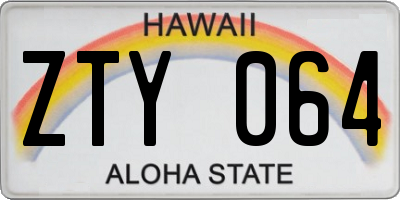 HI license plate ZTY064