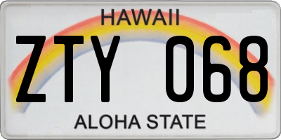 HI license plate ZTY068