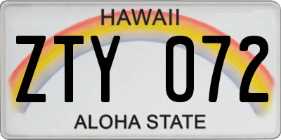 HI license plate ZTY072