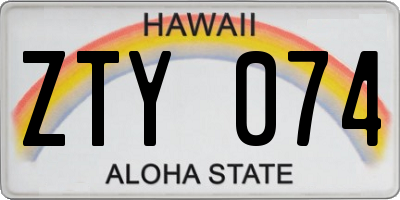 HI license plate ZTY074