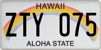 HI license plate ZTY075