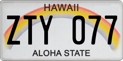HI license plate ZTY077
