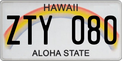 HI license plate ZTY080