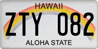 HI license plate ZTY082