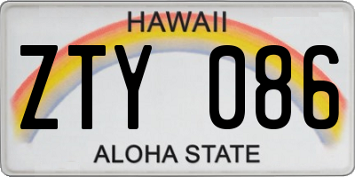 HI license plate ZTY086
