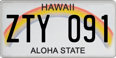 HI license plate ZTY091