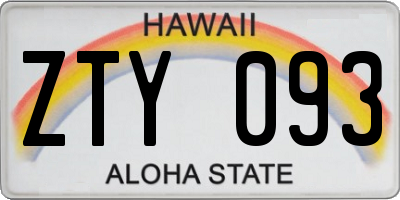 HI license plate ZTY093
