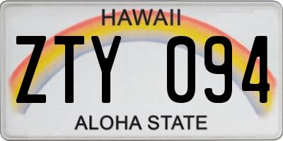 HI license plate ZTY094