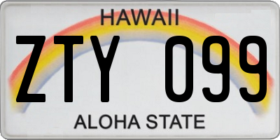 HI license plate ZTY099
