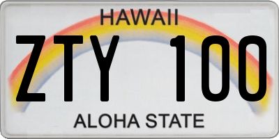 HI license plate ZTY100