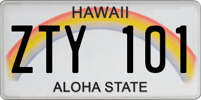 HI license plate ZTY101