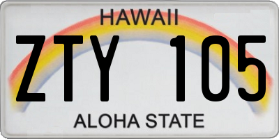 HI license plate ZTY105