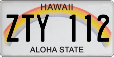 HI license plate ZTY112