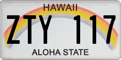 HI license plate ZTY117