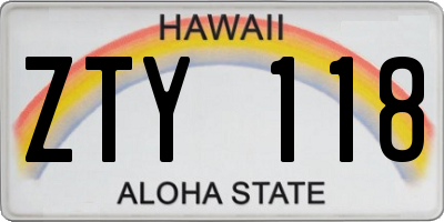 HI license plate ZTY118