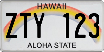 HI license plate ZTY123