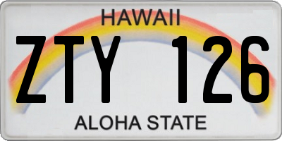 HI license plate ZTY126