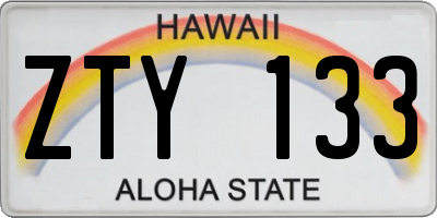 HI license plate ZTY133