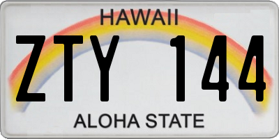 HI license plate ZTY144