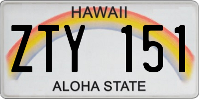 HI license plate ZTY151