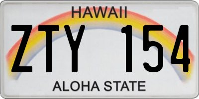 HI license plate ZTY154