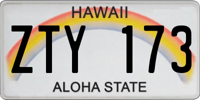 HI license plate ZTY173
