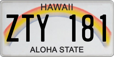 HI license plate ZTY181