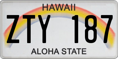 HI license plate ZTY187