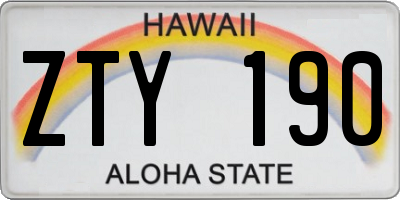HI license plate ZTY190