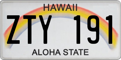 HI license plate ZTY191