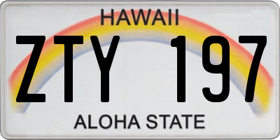 HI license plate ZTY197