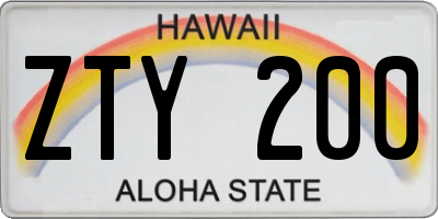 HI license plate ZTY200