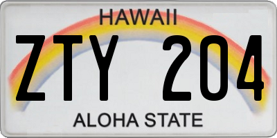 HI license plate ZTY204