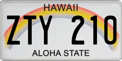 HI license plate ZTY210