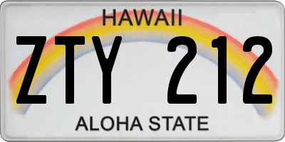 HI license plate ZTY212