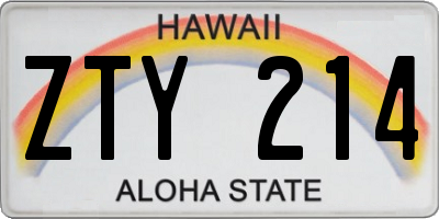 HI license plate ZTY214