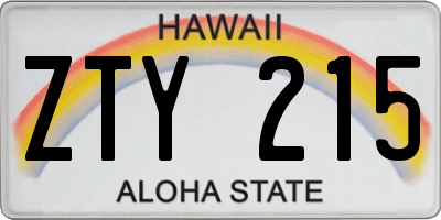 HI license plate ZTY215