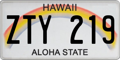 HI license plate ZTY219