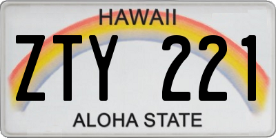 HI license plate ZTY221