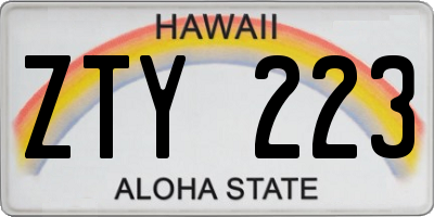 HI license plate ZTY223