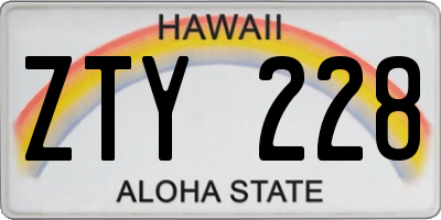 HI license plate ZTY228