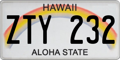 HI license plate ZTY232