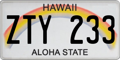 HI license plate ZTY233
